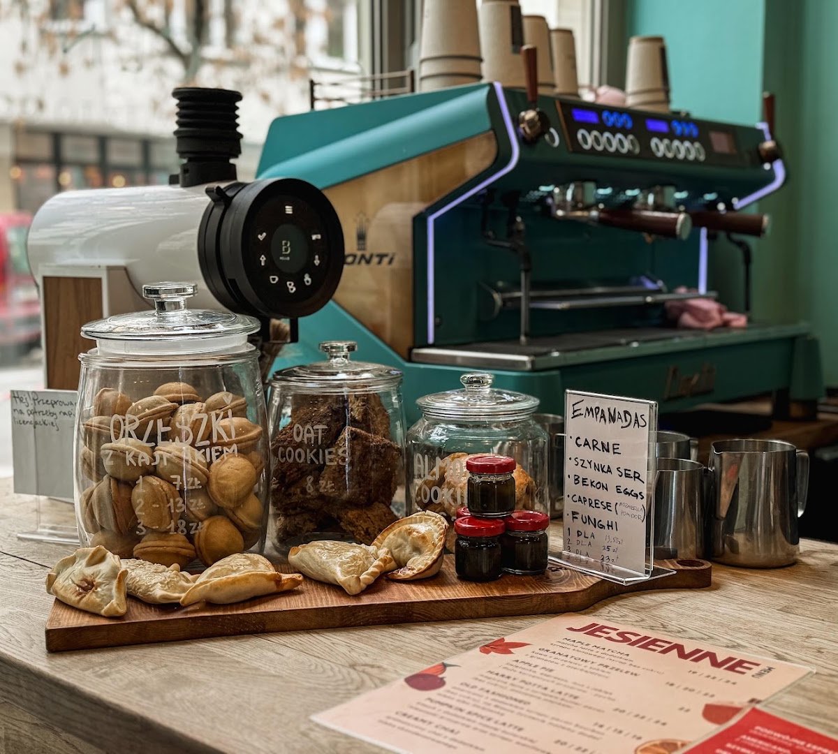 Interior of Cafe Central Hoża, specialty coffee shop in Warsaw