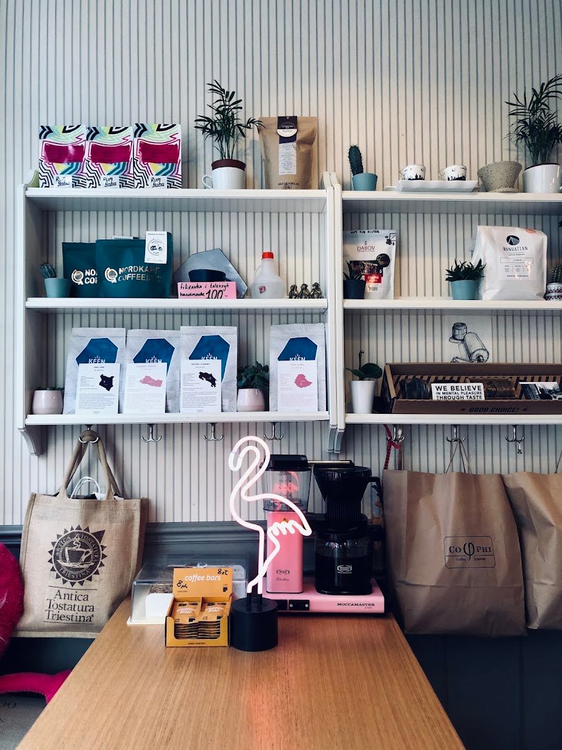 Interior of Cafe Central Hoża, specialty coffee shop in Warsaw