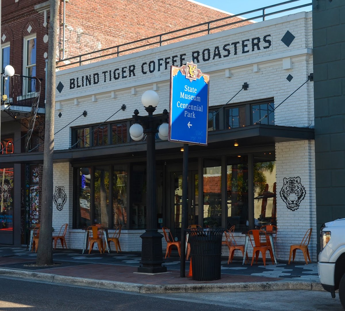 Storefront of Blind Tiger Coffee Roasters, specialty coffee shop in Tampa-St. Petersburg