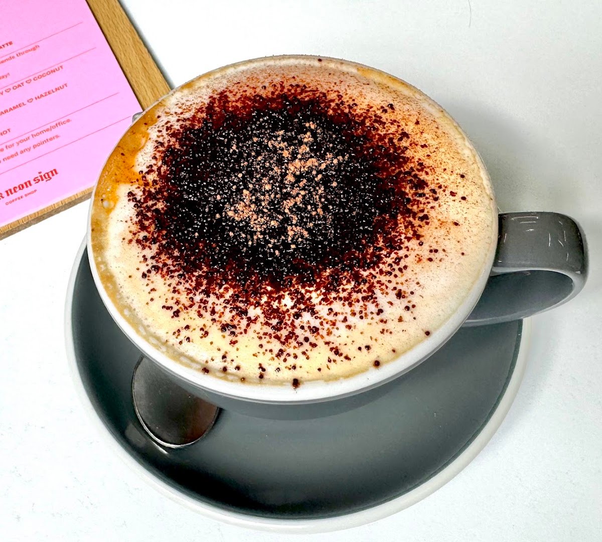 Coffee at Pink Neon Sign, specialty coffee shop in Auckland