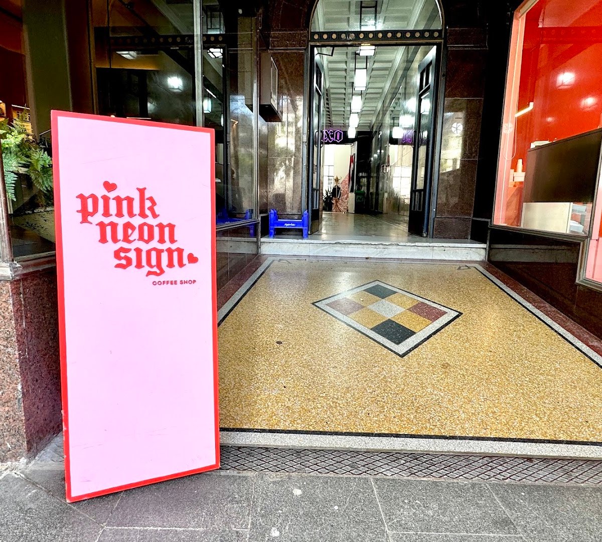 Storefront of Pink Neon Sign, specialty coffee shop in Auckland