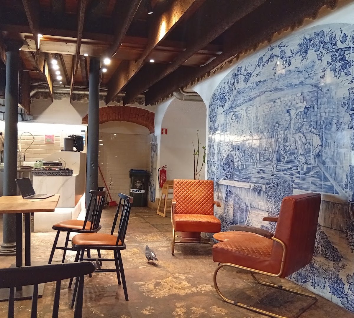Interior of Copenhagen Coffee Lab Bacalhoeiros, specialty coffee shop in Lisbon