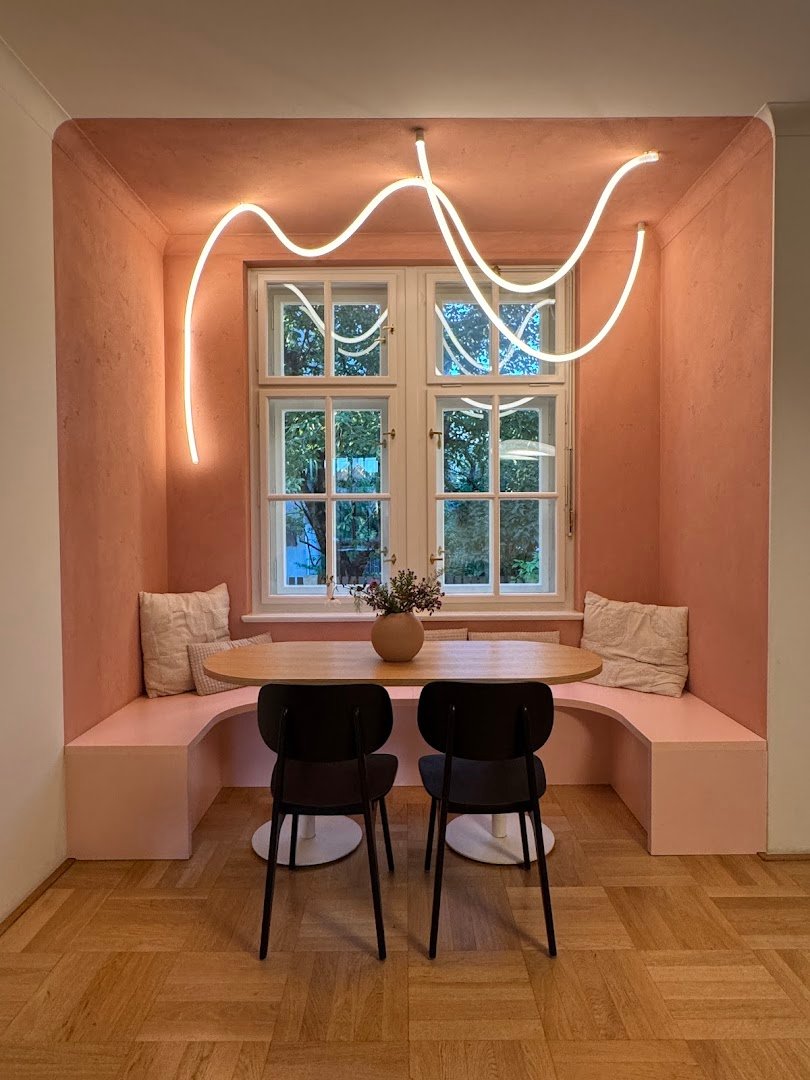 Interior of Vila 63, specialty coffee shop in Prague