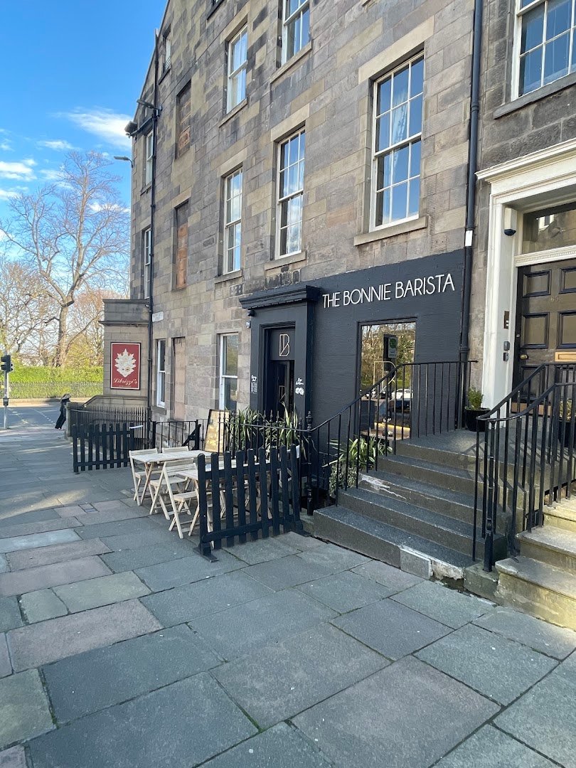 Storefront of The Bonnie Barista - North Castle Street, specialty coffee shop in Edinburgh