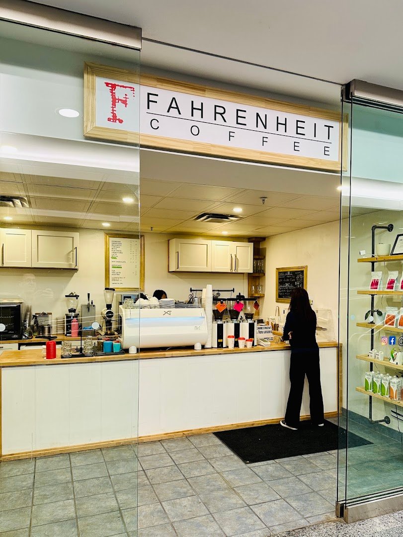 Storefront of Fahrenheit Coffee, specialty coffee shop in Toronto