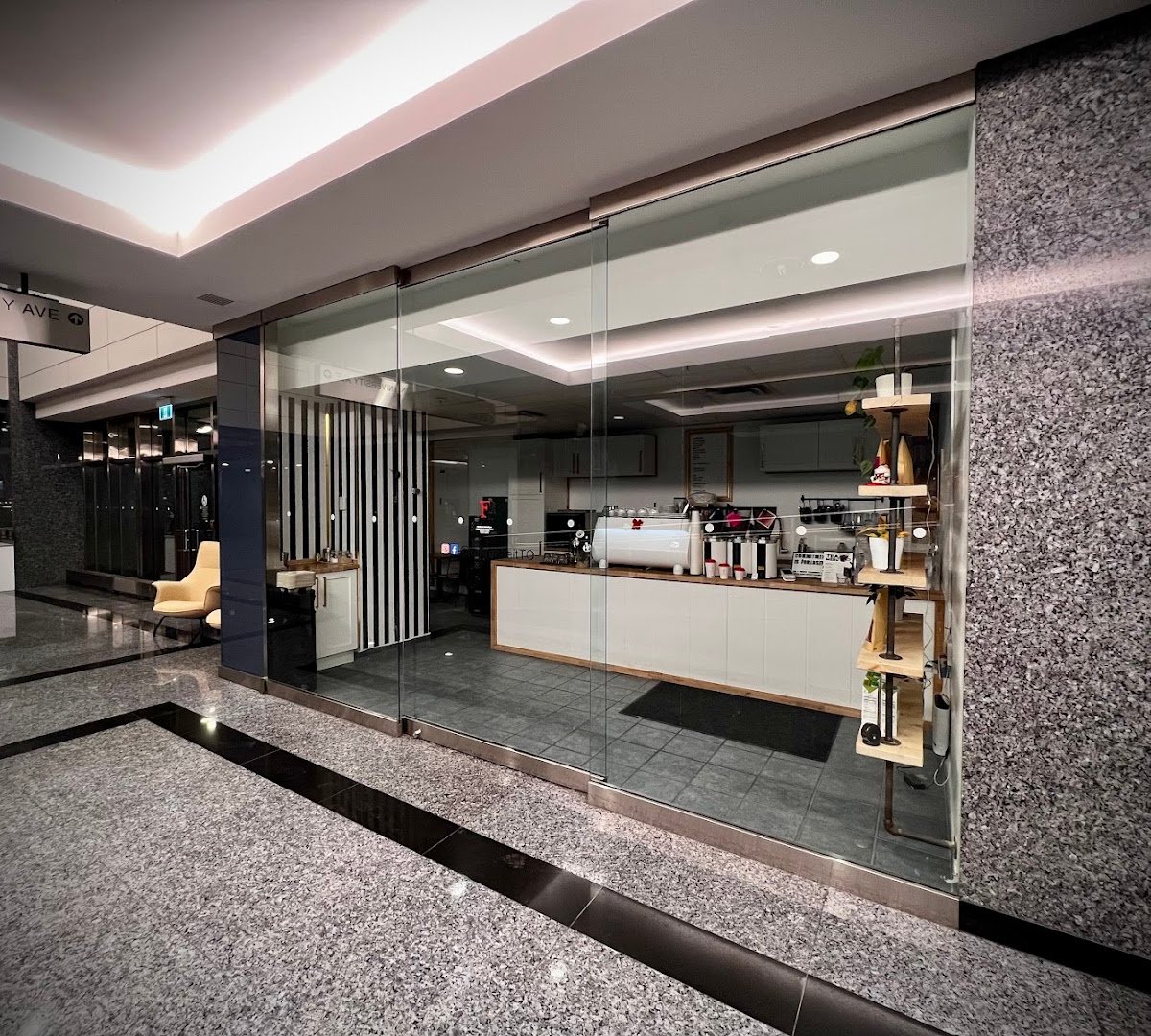Storefront of Fahrenheit Coffee, specialty coffee shop in Toronto