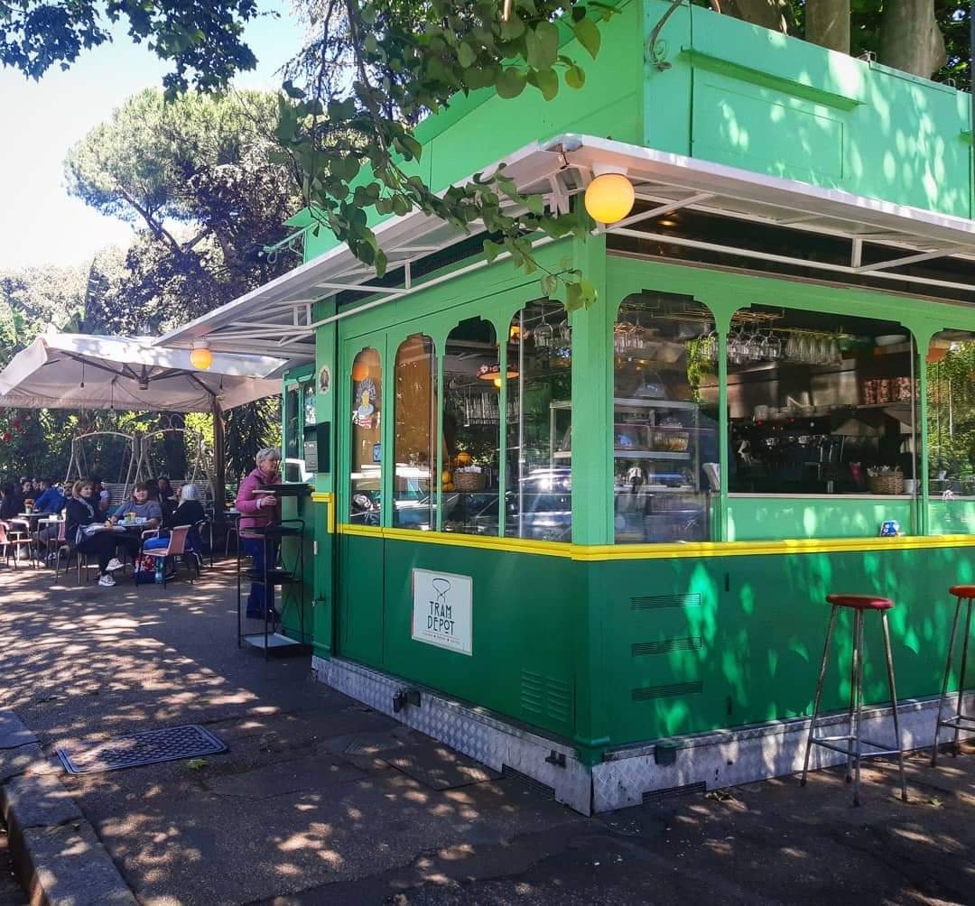 Storefront of Tram Depot Talenti, specialty coffee shop in Rome