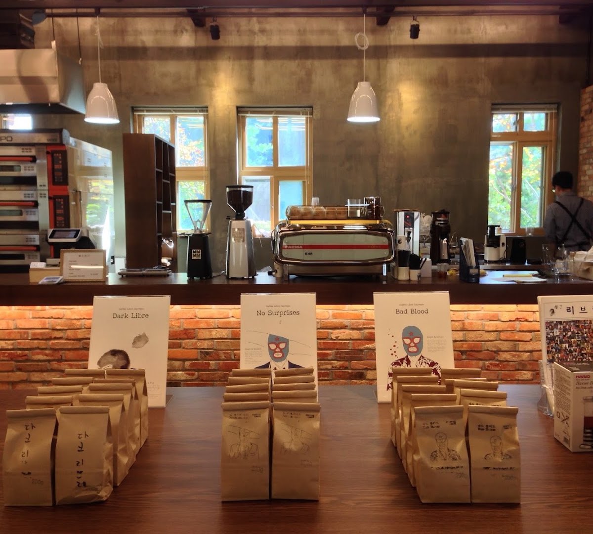 Interior of Coffee Libre, specialty coffee shop in Seoul