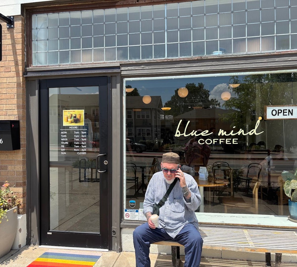 Storefront of Blue Mind Coffee, specialty coffee shop in Indianapolis