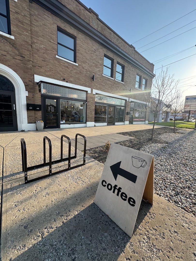 Storefront of Blue Mind Coffee, specialty coffee shop in Indianapolis