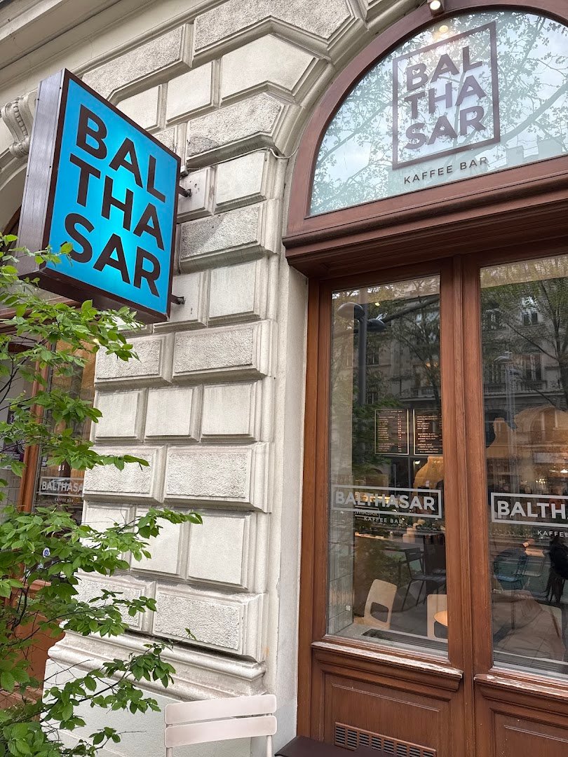 Storefront of Balthasar Coffee Bar, specialty coffee shop in Vienna
