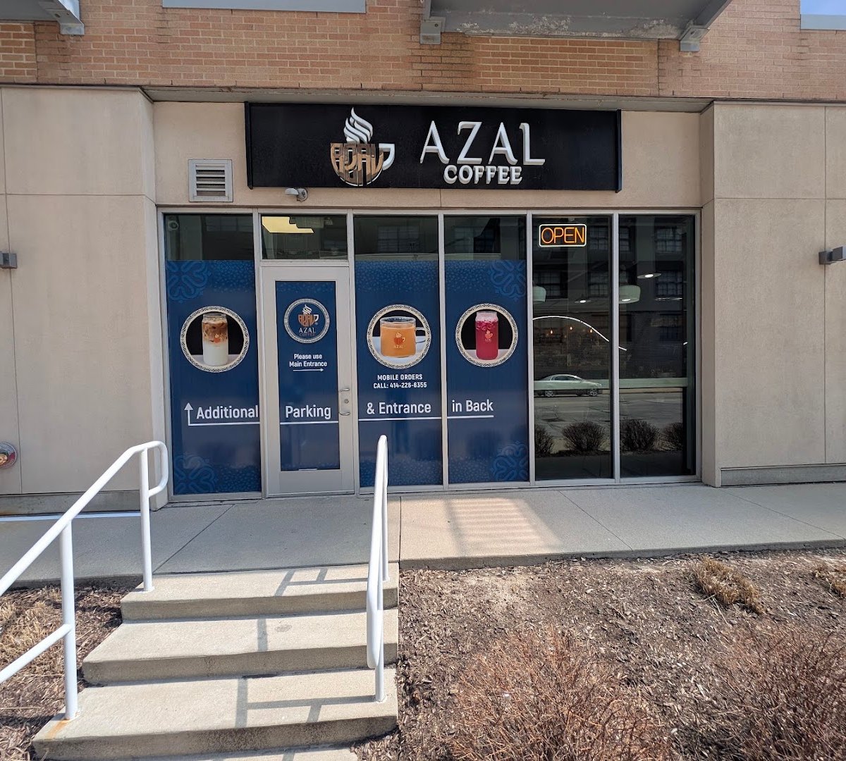 Storefront of Azal Coffee, specialty coffee shop in Milwaukee