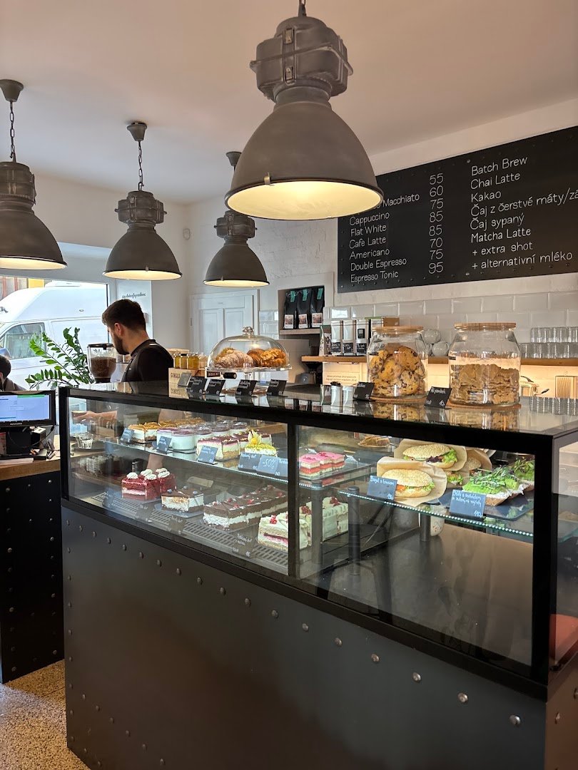 Interior of Pilot Cafe Pankrác, specialty coffee shop in Prague