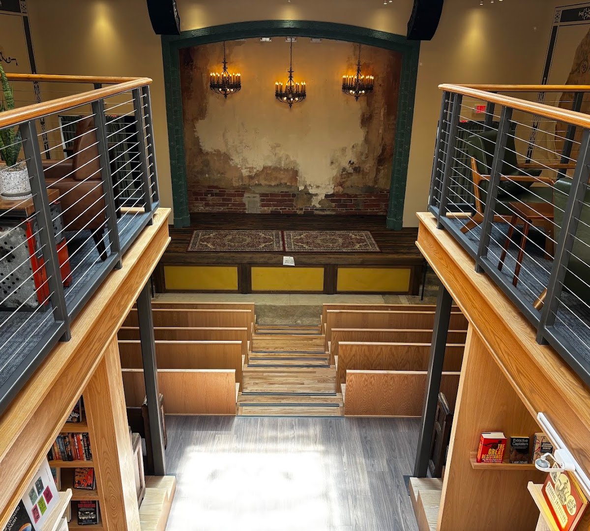 Interior of Visible Voice Books, specialty coffee shop in Cleveland