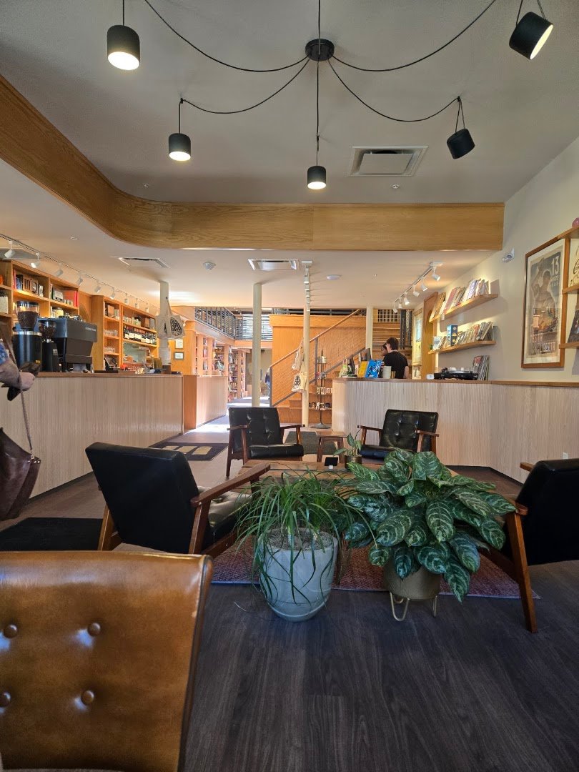 Interior of Visible Voice Books, specialty coffee shop in Cleveland