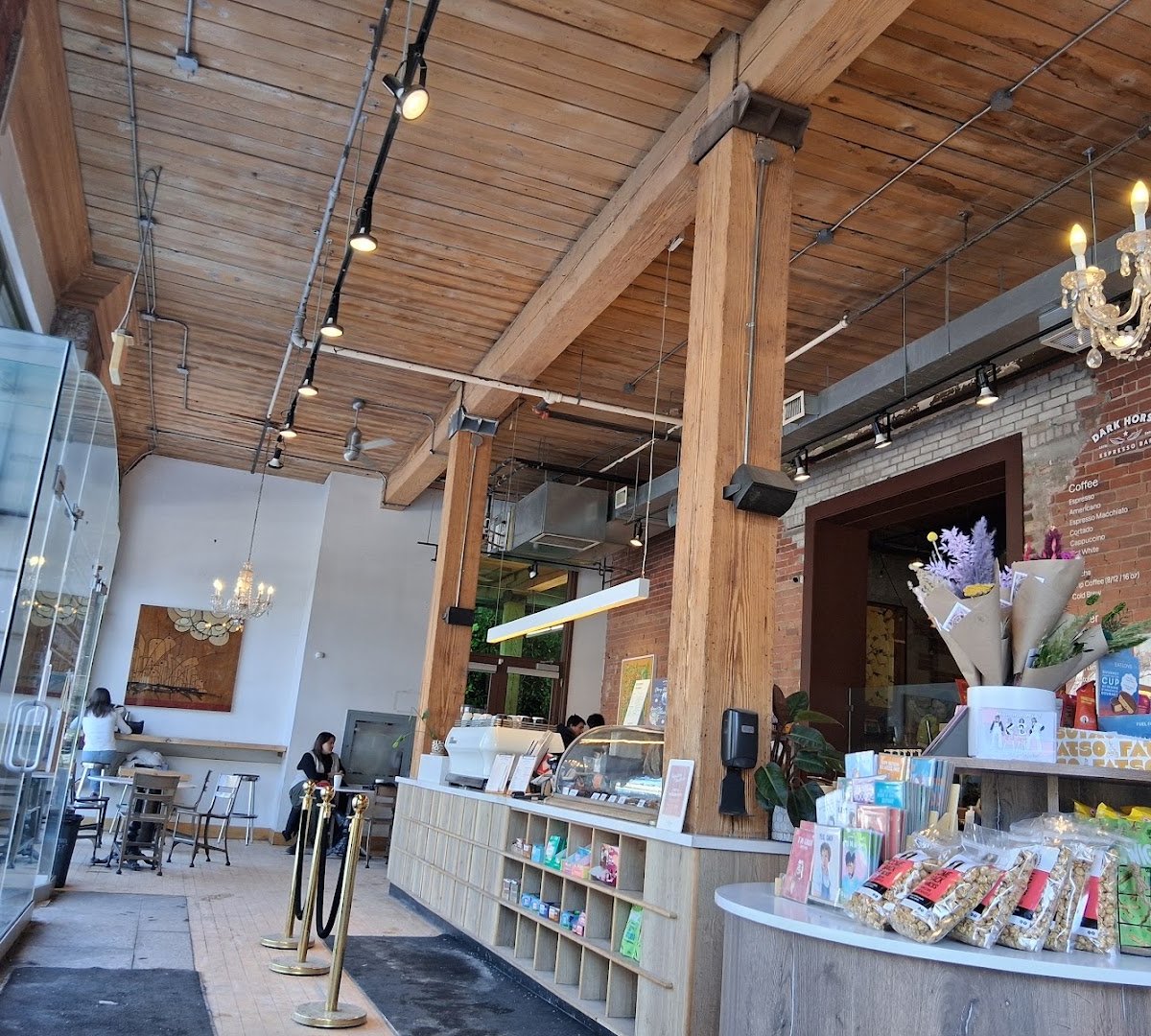Interior of Dark Horse Espresso Bar, specialty coffee shop in Toronto