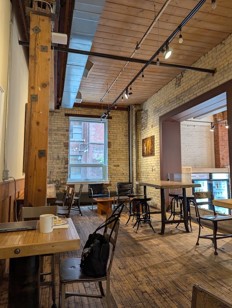 Interior of Dark Horse Espresso Bar, specialty coffee shop in Toronto