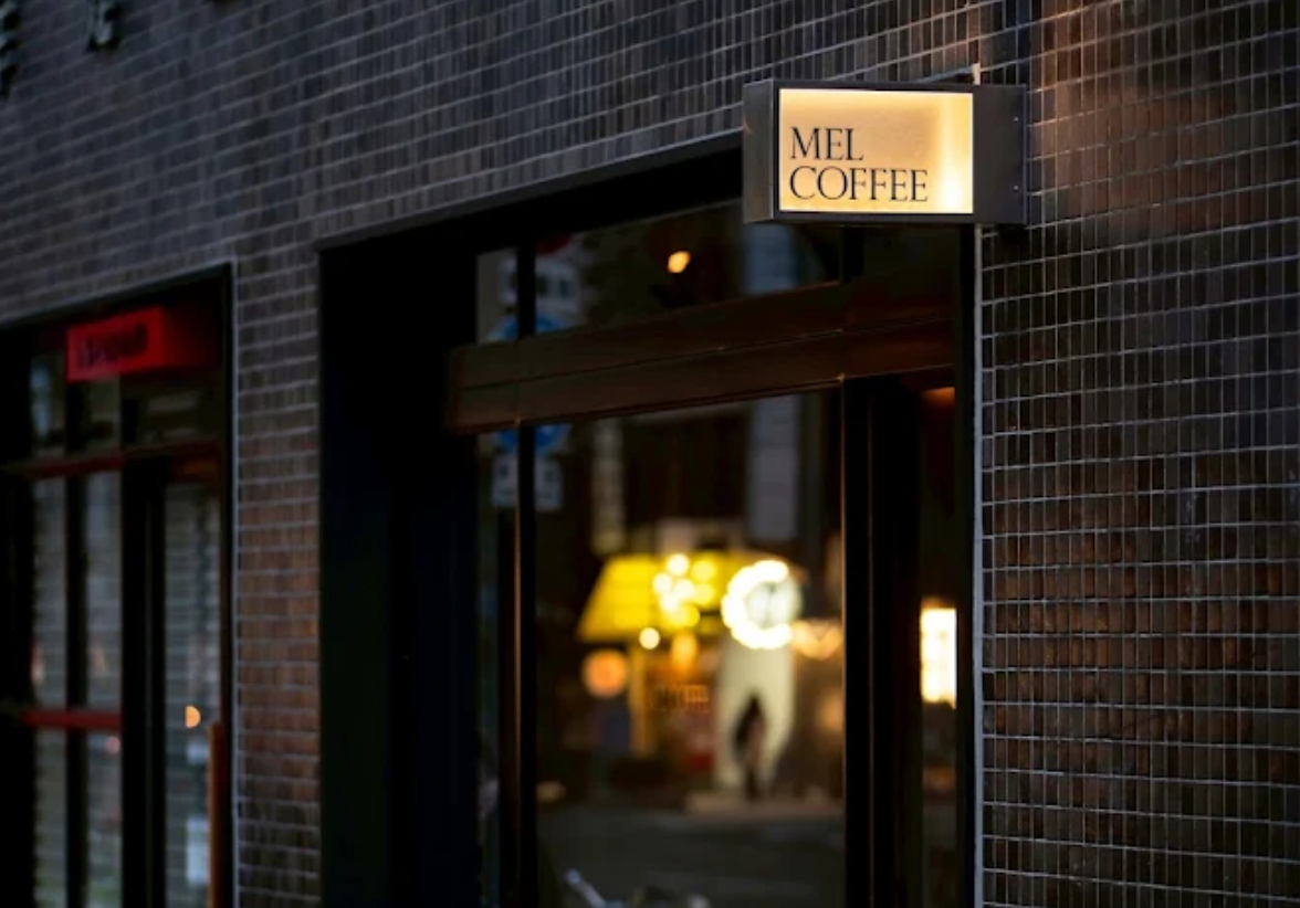 Storefront of MEL COFFEE, specialty coffee shop in Osaka