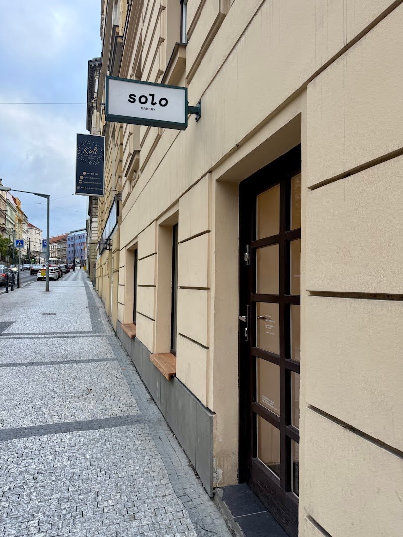 Storefront of Solo bakery, specialty coffee shop in Prague