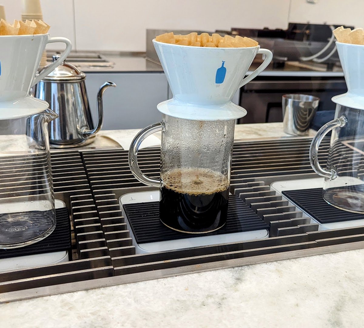 Coffee at Blue Bottle Coffee, specialty coffee shop in Oakland