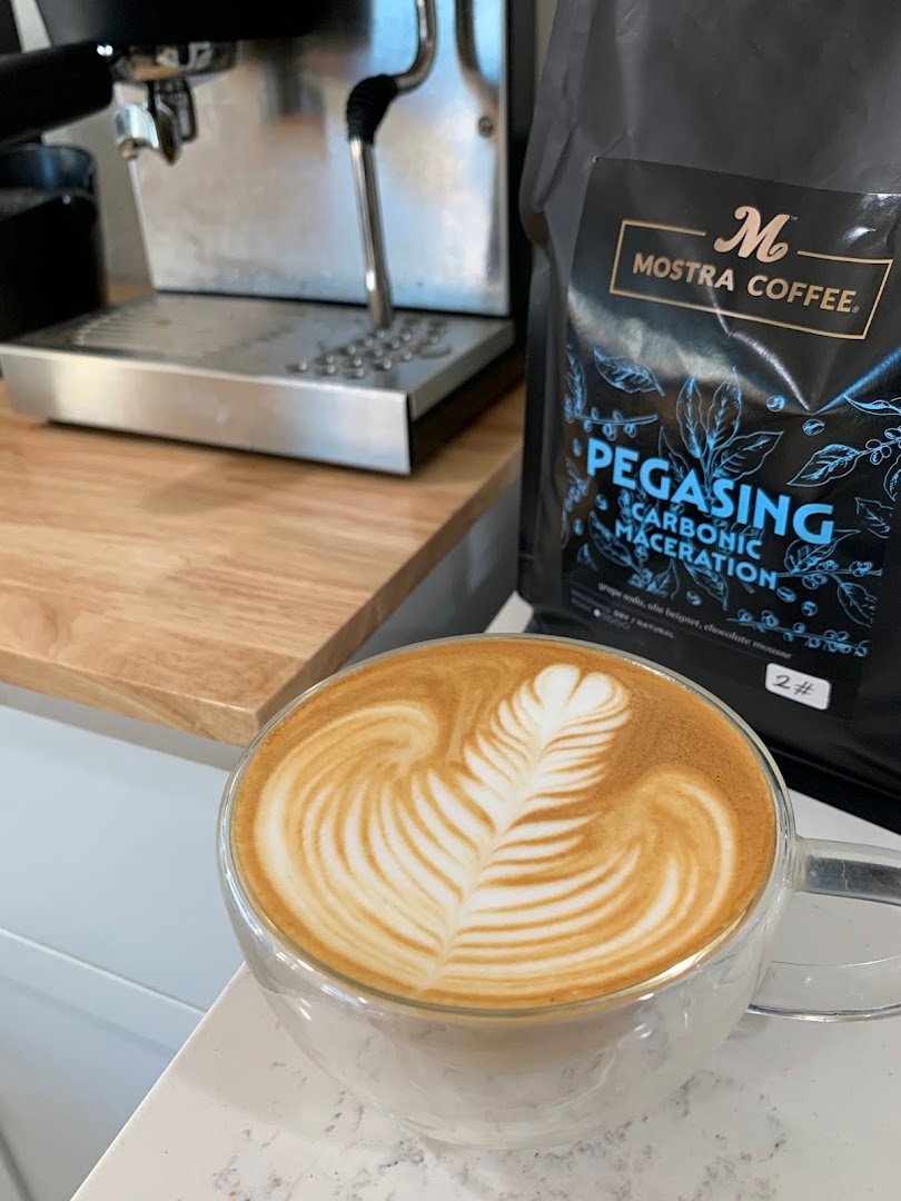 Coffee at Mostra Coffee, specialty coffee shop in San Diego