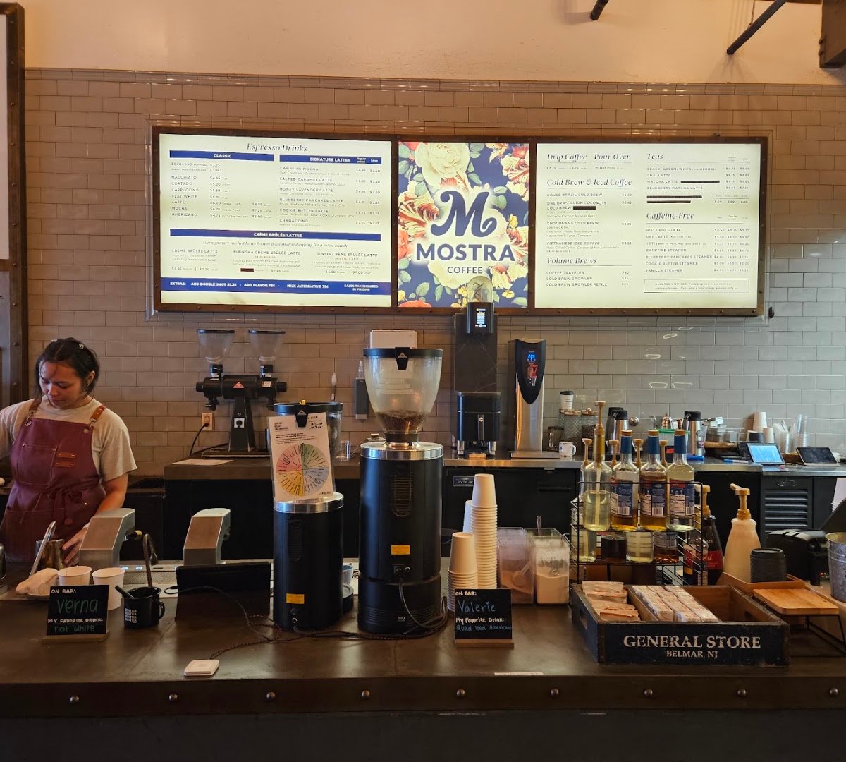 Interior of Mostra Coffee, specialty coffee shop in San Diego
