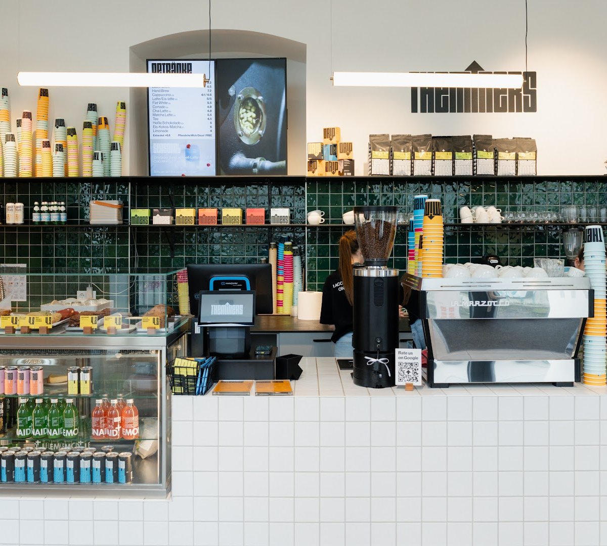 Interior of The Miners Coffee Naschmarkt, specialty coffee shop in Vienna