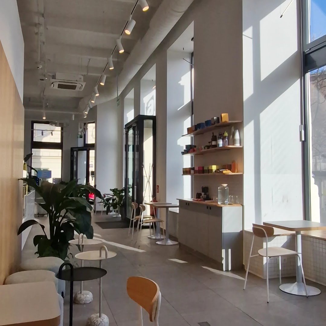 Interior of The Miners Coffee Naschmarkt, specialty coffee shop in Vienna