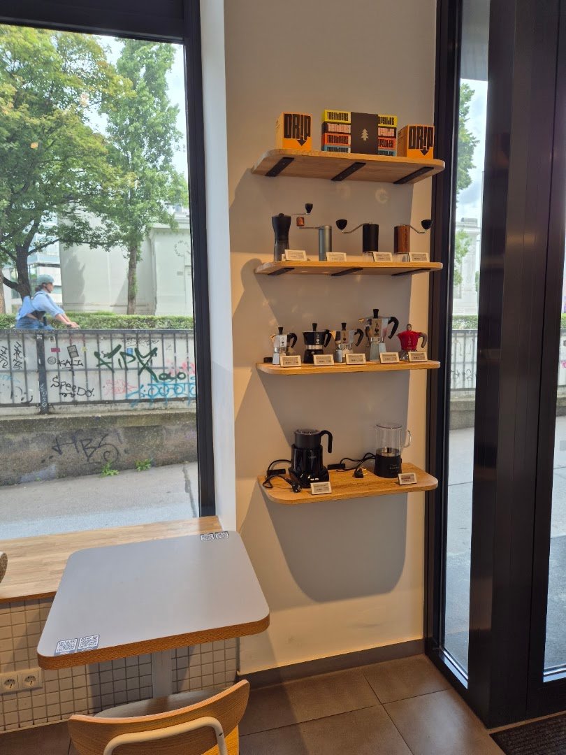 Interior of The Miners Coffee Naschmarkt, specialty coffee shop in Vienna