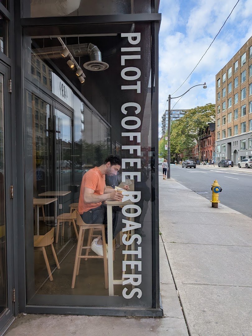 Storefront of Pilot Coffee Roasters, specialty coffee shop in Toronto