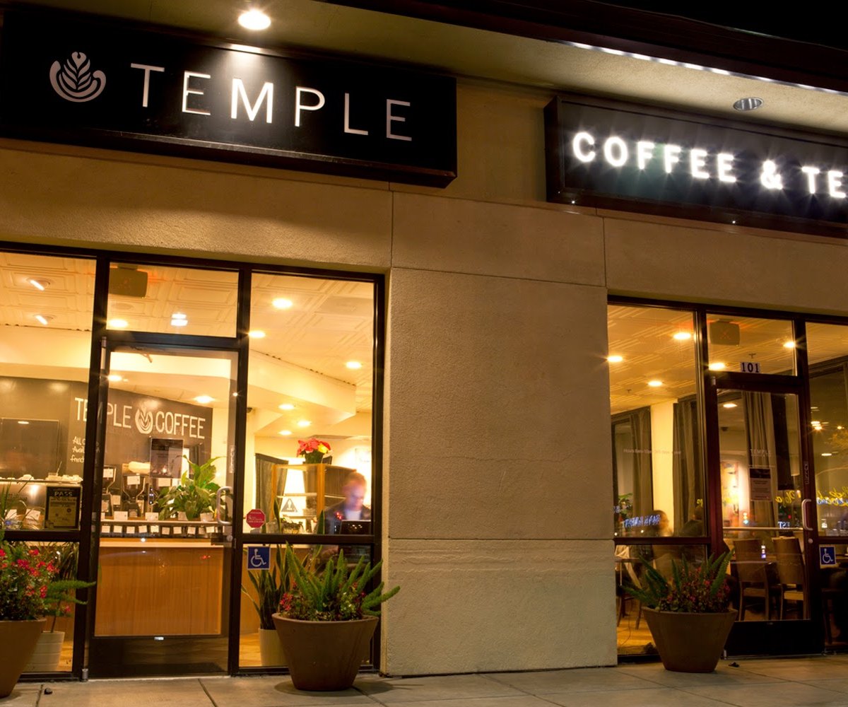 Storefront of Temple Coffee Roasters, specialty coffee shop in Sacramento