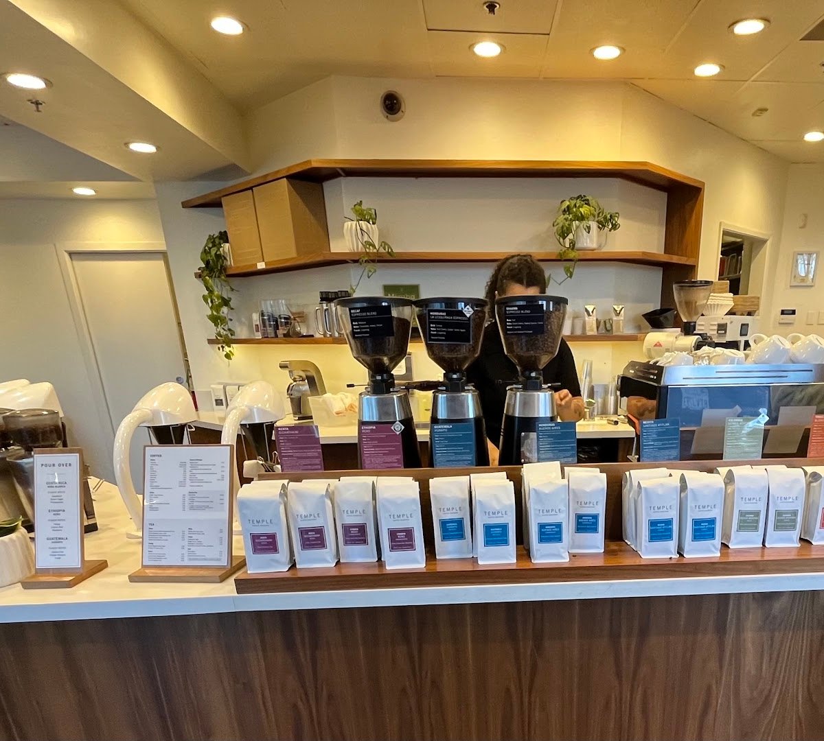 Interior of Temple Coffee Roasters, specialty coffee shop in Sacramento
