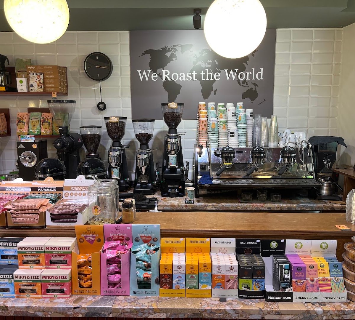 Interior of Key Largo, specialty coffee shop in Athens