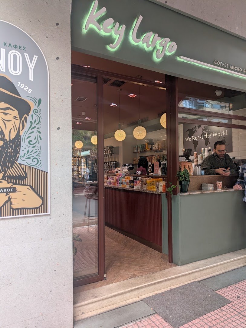 Storefront of Key Largo, specialty coffee shop in Athens