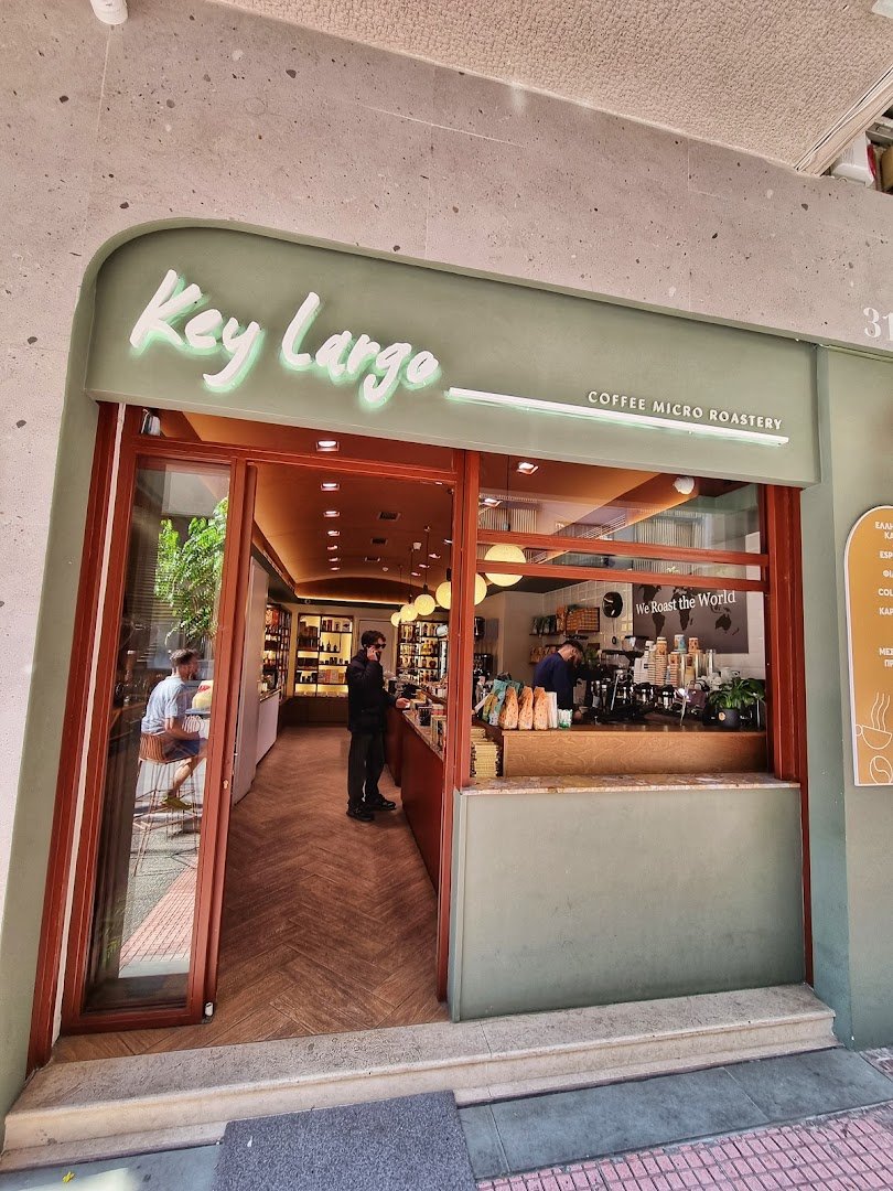 Storefront of Key Largo, specialty coffee shop in Athens