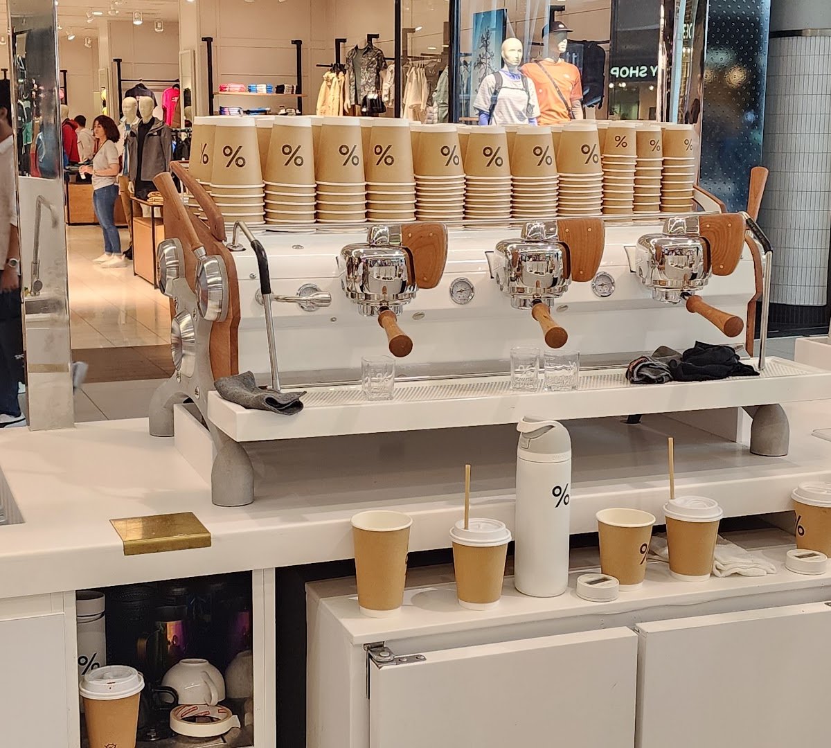 Interior of % Arabica Toronto Eaton Centre, specialty coffee shop in Toronto
