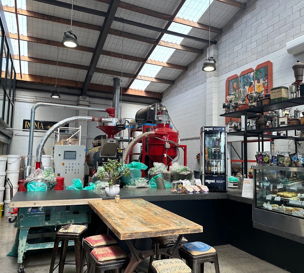 Interior of Roma Coffee Roasters, specialty coffee shop in Auckland
