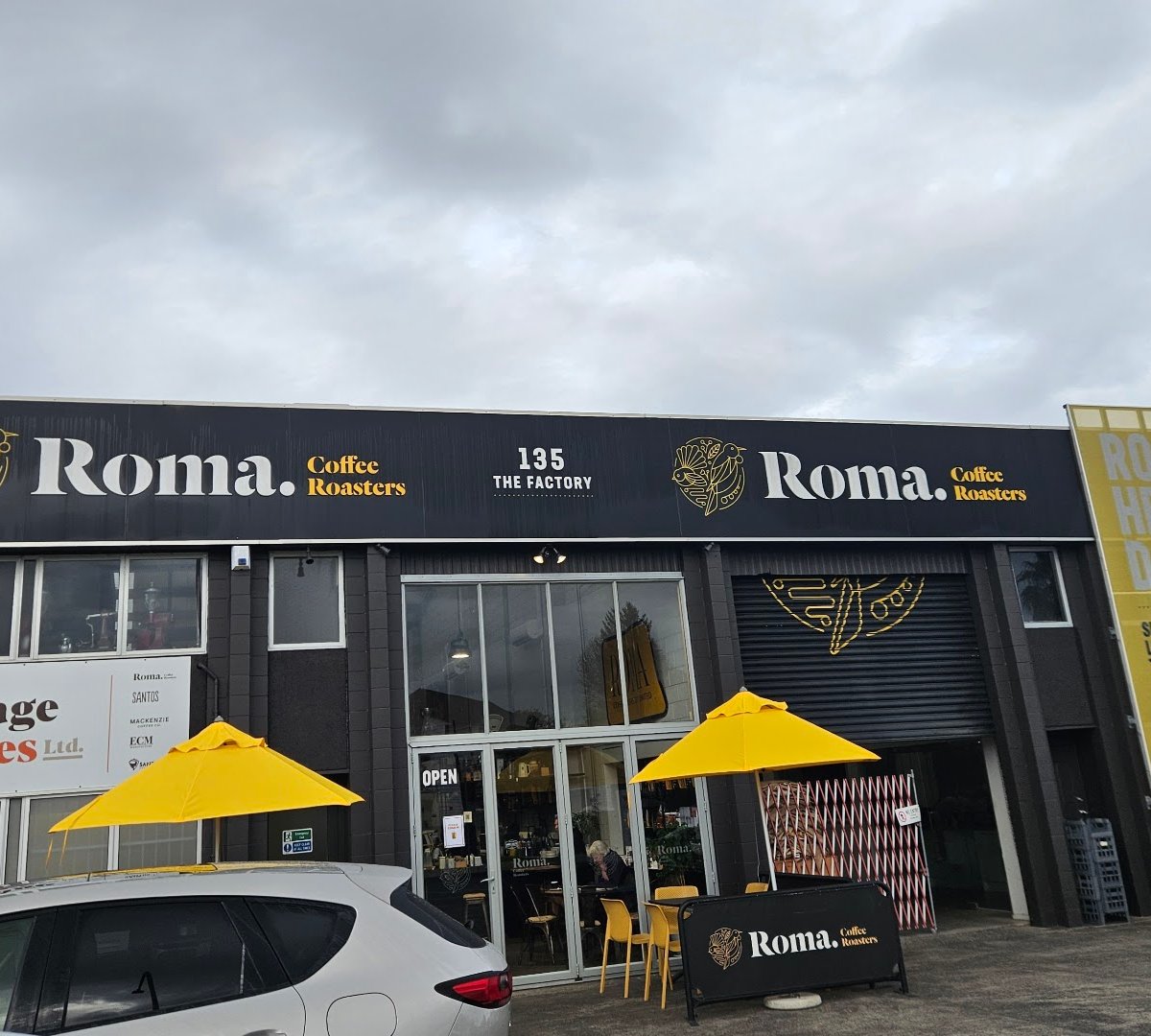 Storefront of Roma Coffee Roasters, specialty coffee shop in Auckland