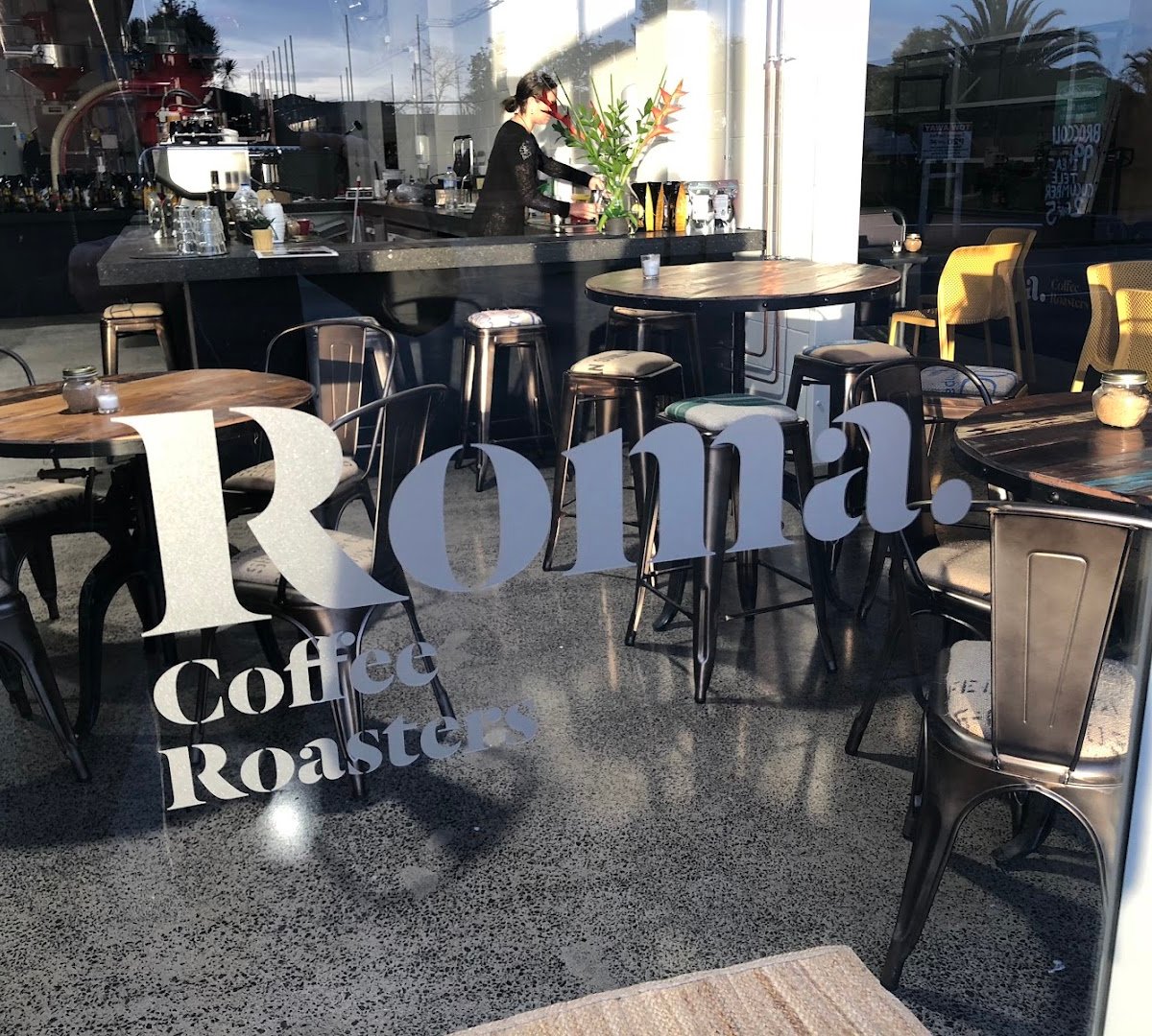 Interior of Roma Coffee Roasters, specialty coffee shop in Auckland