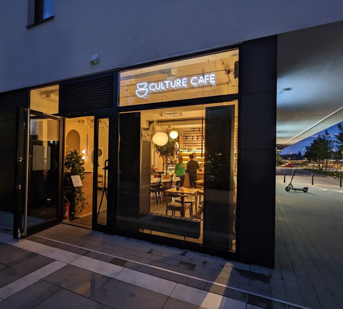 Storefront of Culture Cafe, specialty coffee shop in Warsaw