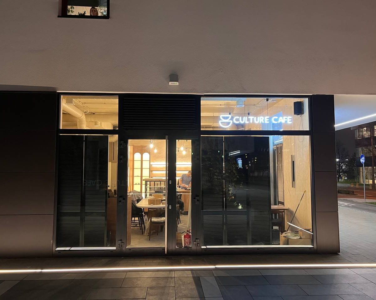 Storefront of Culture Cafe, specialty coffee shop in Warsaw