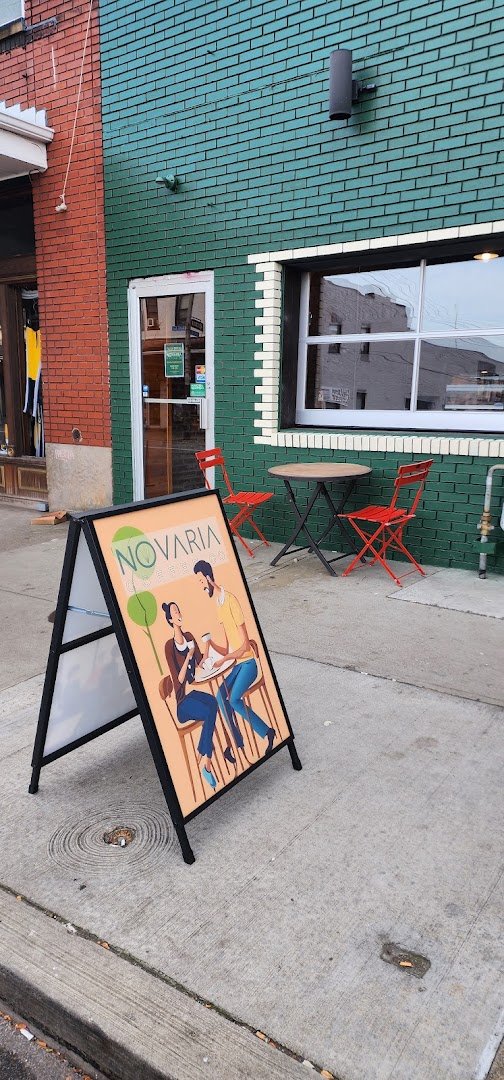 Storefront of Novaria coffee co., specialty coffee shop in Pittsburgh