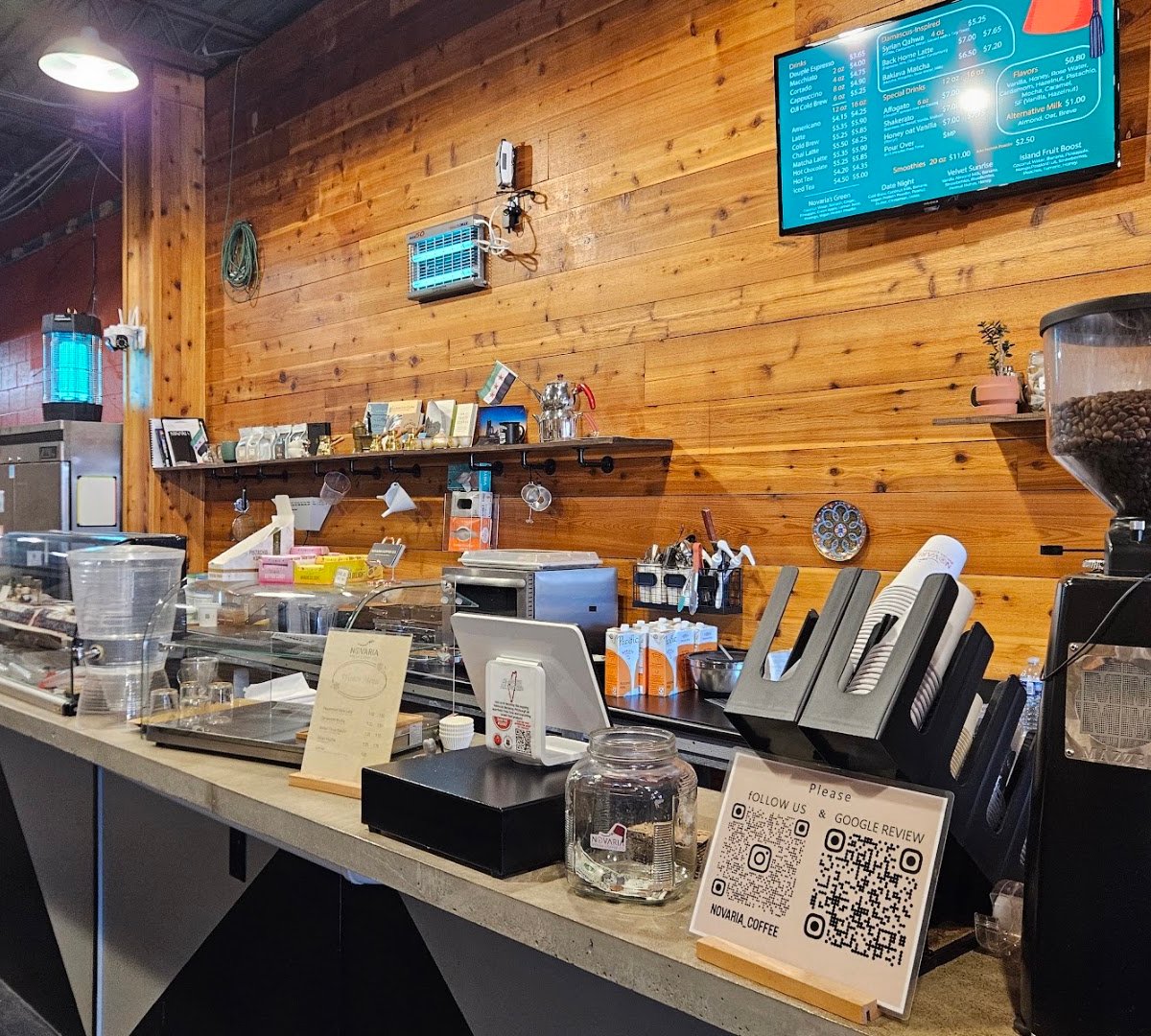 Interior of Novaria coffee co., specialty coffee shop in Pittsburgh