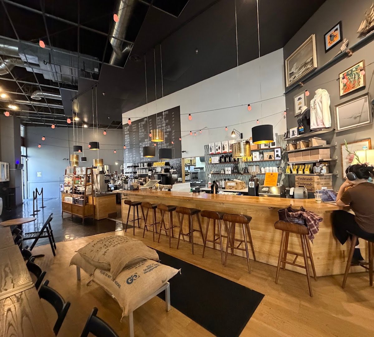 Interior of Awaken Cafe & Roasting, specialty coffee shop in Oakland