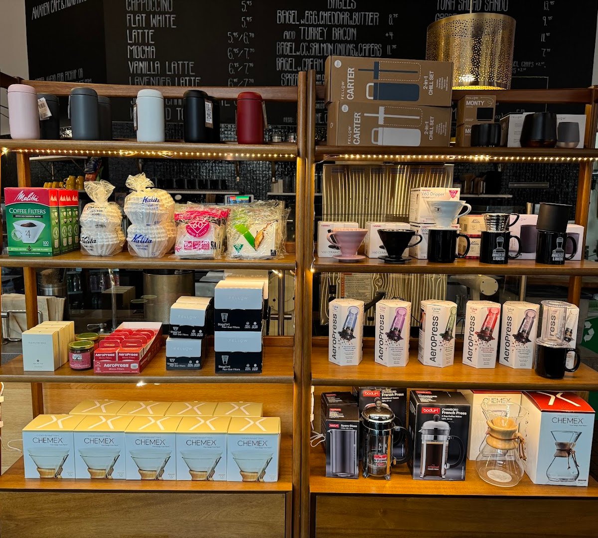 Interior of Awaken Cafe & Roasting, specialty coffee shop in Oakland