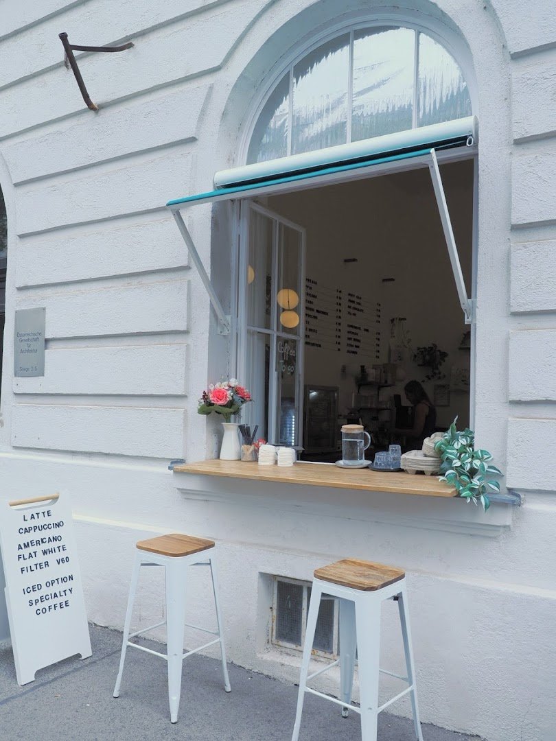 Storefront of The Good Coffee Society Lab, specialty coffee shop in Vienna