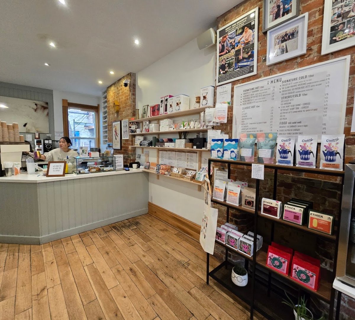 Interior of FIKA Cafe, specialty coffee shop in Toronto