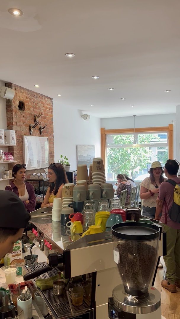 Interior of FIKA Cafe, specialty coffee shop in Toronto