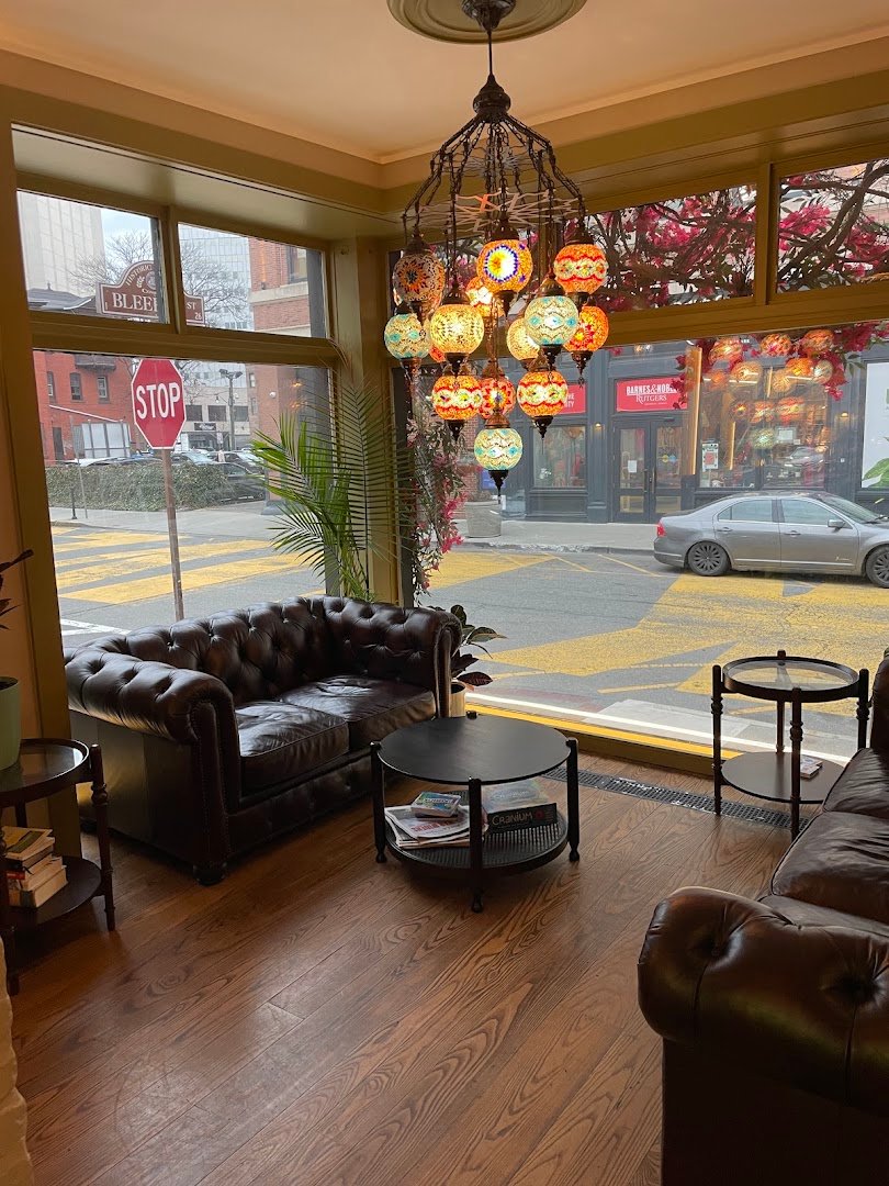 Interior of Qaalii's Cafe, specialty coffee shop in Newark