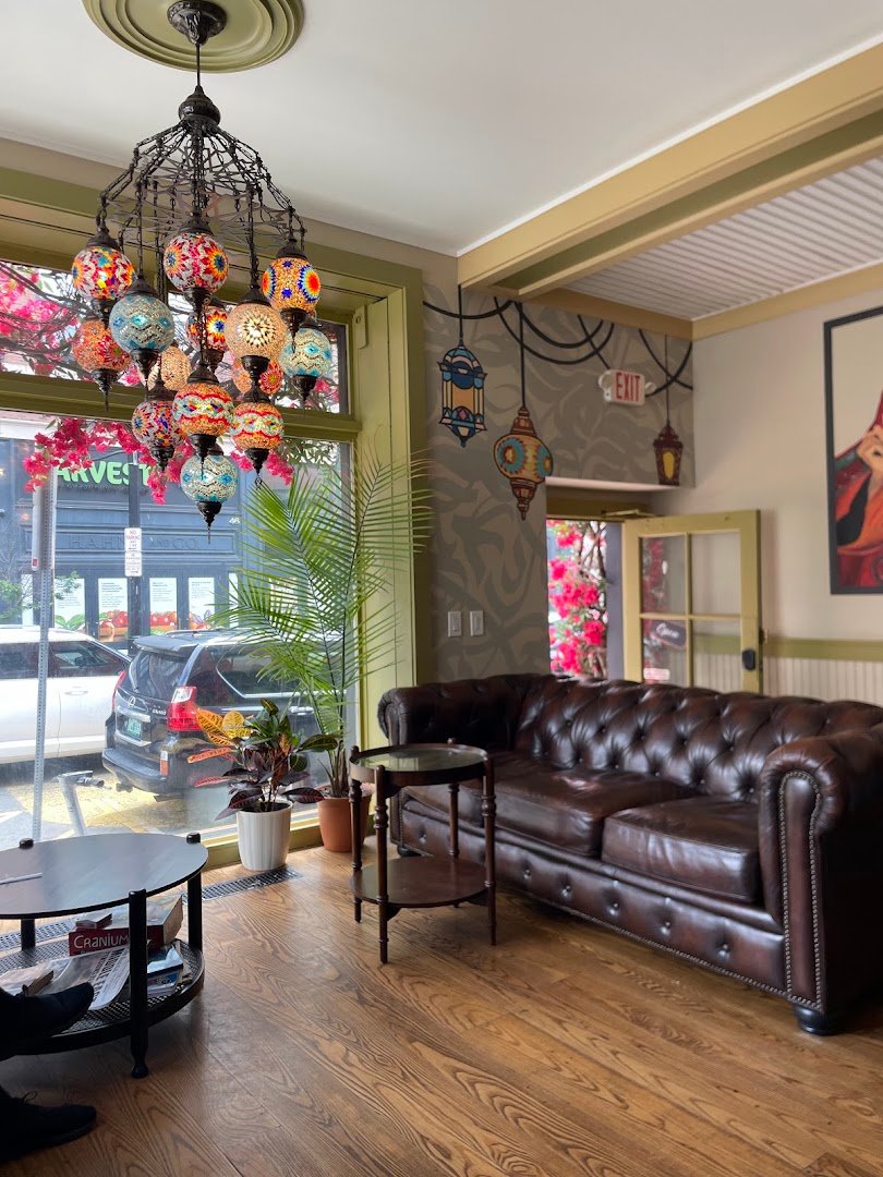 Interior of Qaalii's Cafe, specialty coffee shop in Newark